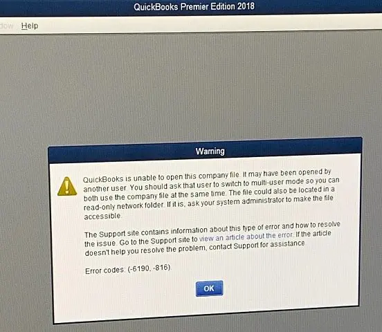 QuickBooks error code 6190 816