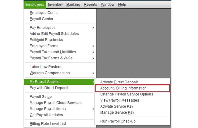 My payroll service option - QuickBooks error code 30159