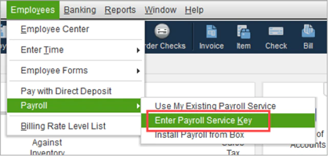 Enter payroll service key