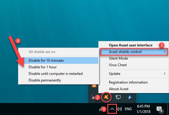 Disable Antivirus temporarily