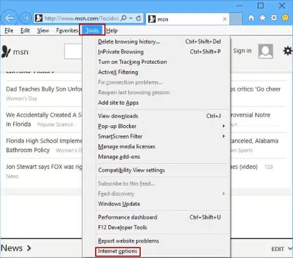 Change internet settings - QuickBooks error 404