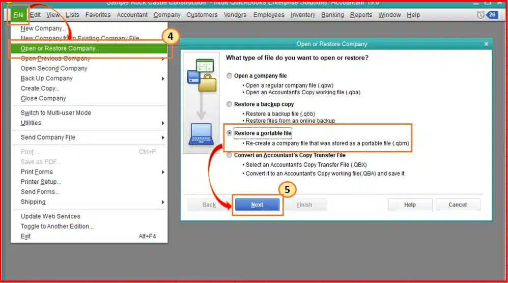 Open a portable company file - Error code 6177