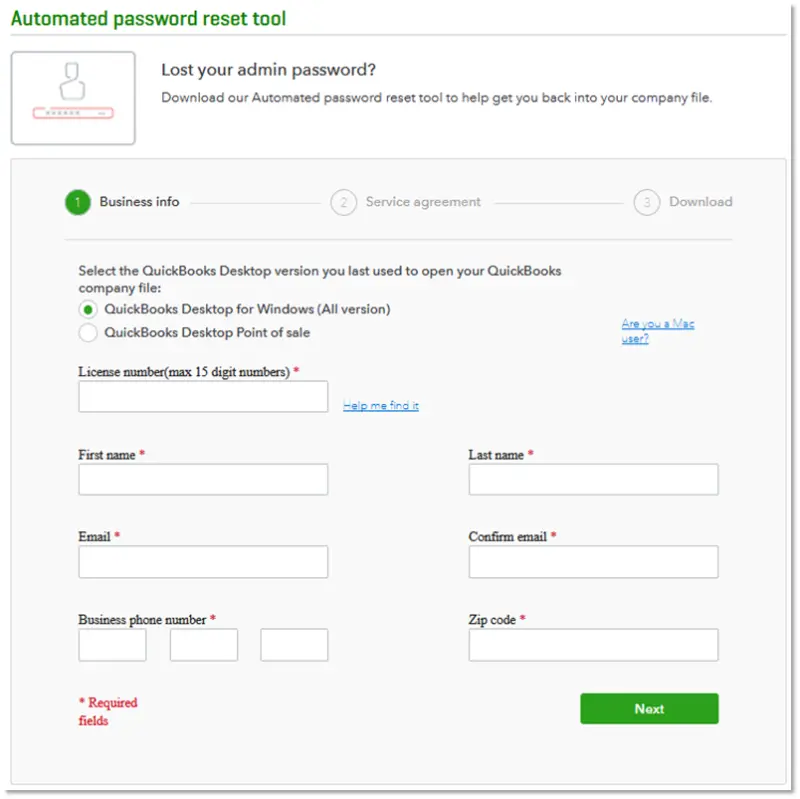 Automated password reset tool