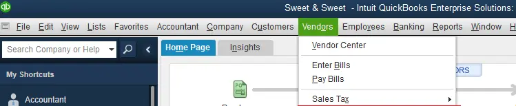 Create all vendor balances - set up company file in QuickBooks