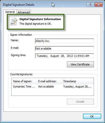 Digital Signature Certificate - Error code 15311