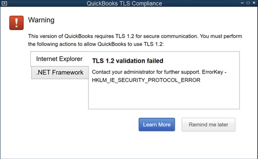 QuickBooks TLS error