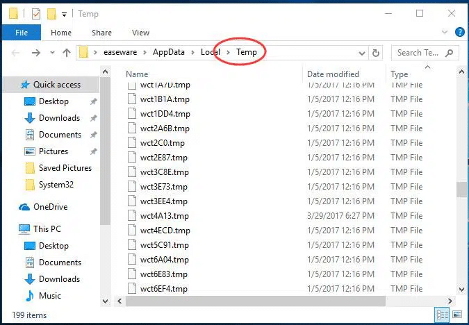 temporary files-screenshot