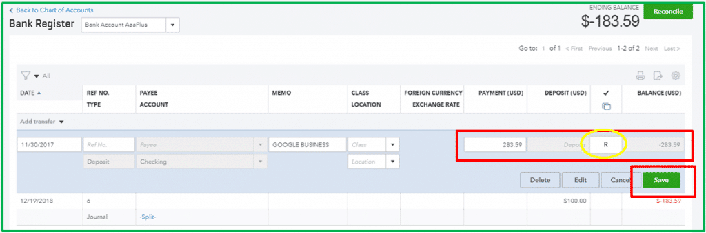 Unreconcile in QUickBooks online