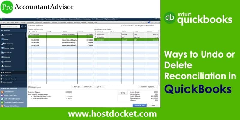 Ways to Undo or Delete Reconciliation in QuickBooks-Pro Accountant Advisor