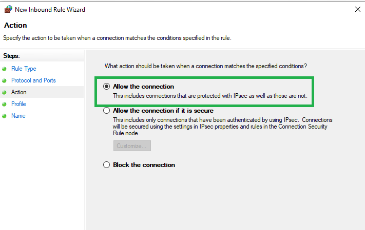 Allow the connection - The file you specified cannot be opened.