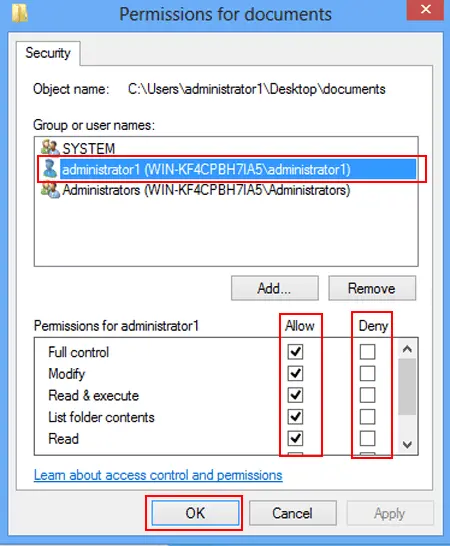 Change permissions on the folder