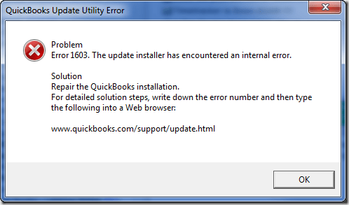 QuickBooks Error 1601, 1603 and 1642 Message