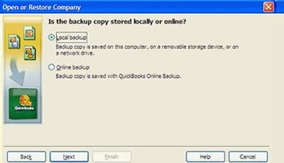 Restore a (.qbb) File in QuickBooks - Screenshot