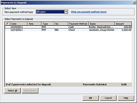 Check undeposited funds