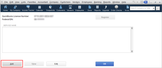 Enter or Edit your payroll in QuickBooks - Add, if no payroll service has been listed