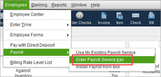 Open QuickBooks Service keys