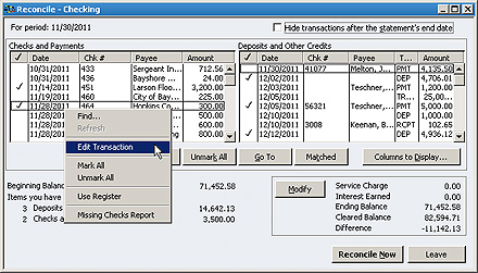 Entering all missing transactions