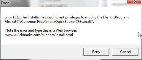 QuickBooks Error message 1321