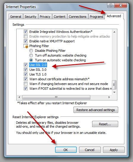 Configuring Internet Explorer’s SSL Settings in QuickBooks 