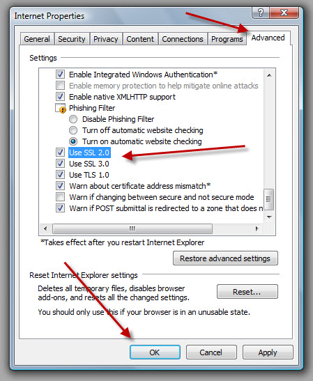 Configuring Internet Explorer’s SSL Settings in QuickBooks
