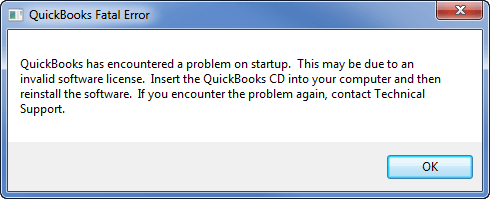 QuickBooks Error 3371 status code 11118 - Screenshot