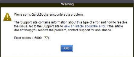 QuickBooks Error Code 6000-77 - Screenshot