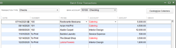 To enter transaction by batch