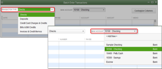 To enter transaction by batch