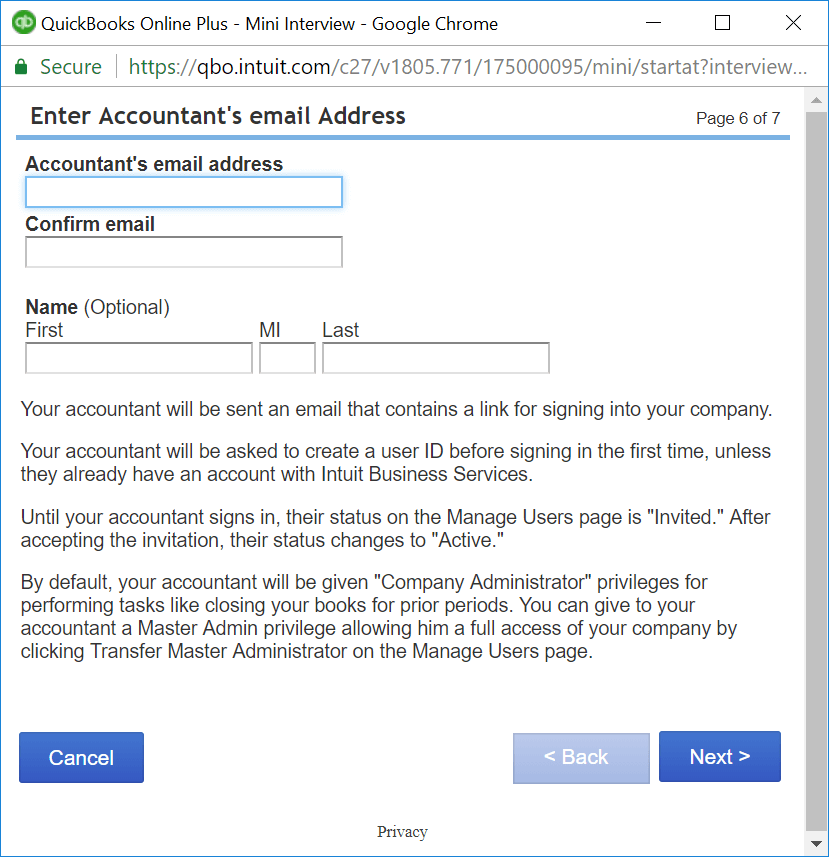add an accountant to QuickBooks online - screenshot