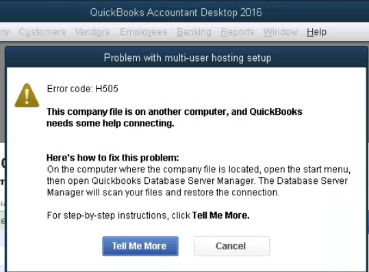 quickbooks error code 505 - screenshot