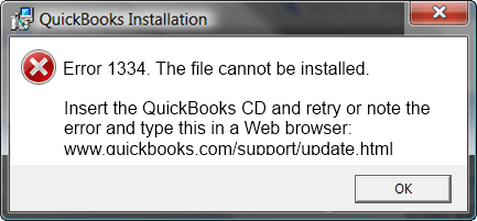 quickbooks error message 1334 - Screenshot