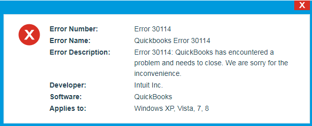 quickbooks payroll error code 30114 - screenshot
