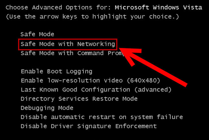 Safe mode with networking - Screenshot