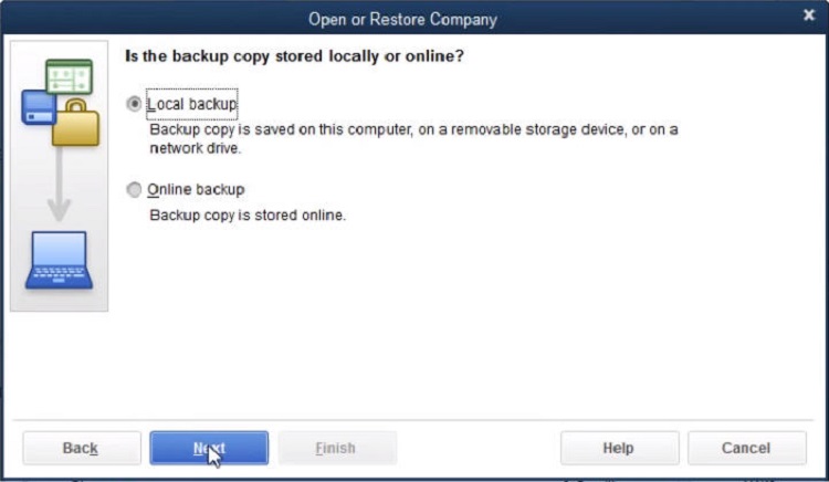 select the location of the backup file where you want to save it