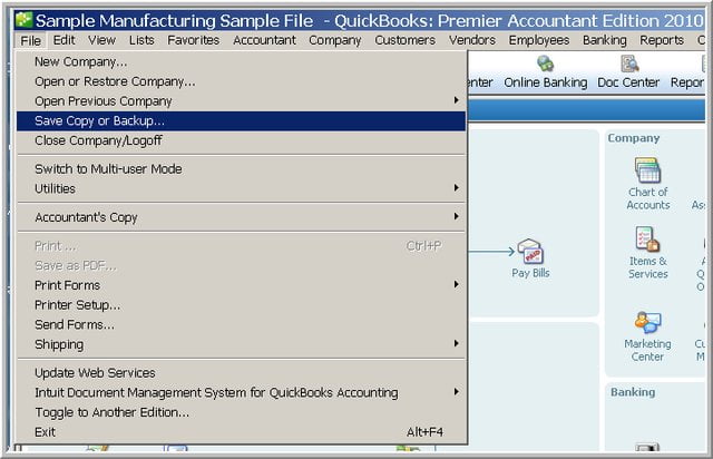 Copy the company file to a new location - QuickBooks error 6000 301
