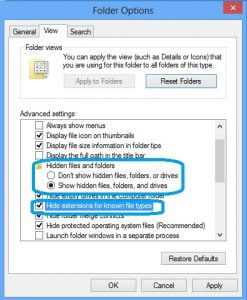 Display all the hidden files and folders - Screenshot