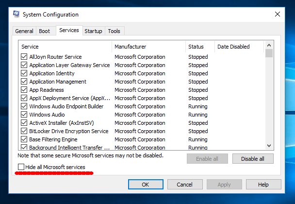 Hide all Microsoft Service - QuickBooks Requires That You Reboot Loop