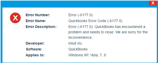 QuickBooks Error code 6177 0 - Screenshot