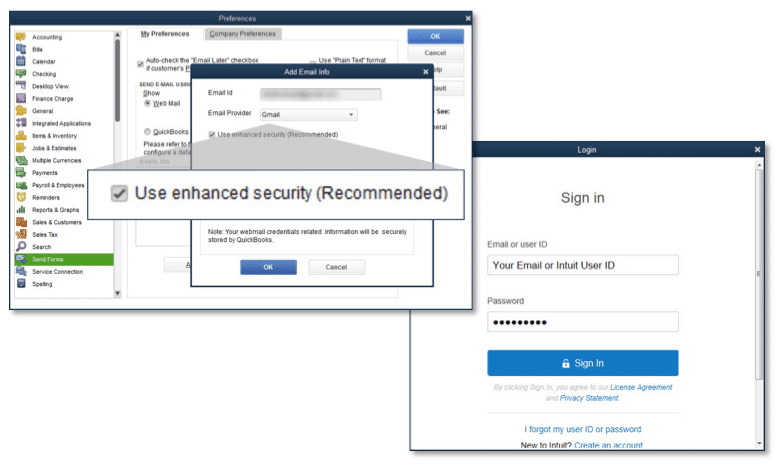 QuickBooks desktop 2018 features - Updated Email Security