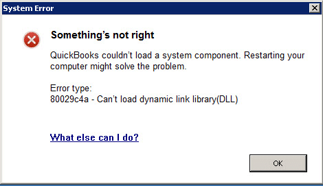 QuickBooks error code 80029c4a - Screenshot