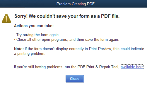 Unable to Print Invoices Problem in QuickBooks
