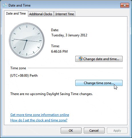 Windows Data and Time Settings - quickbooks connectivity error 12057