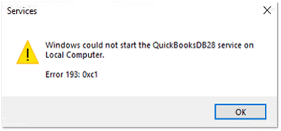 quickbooks error message 193-0xc1 = screenshot