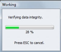 verifying the data integrity - screenshot