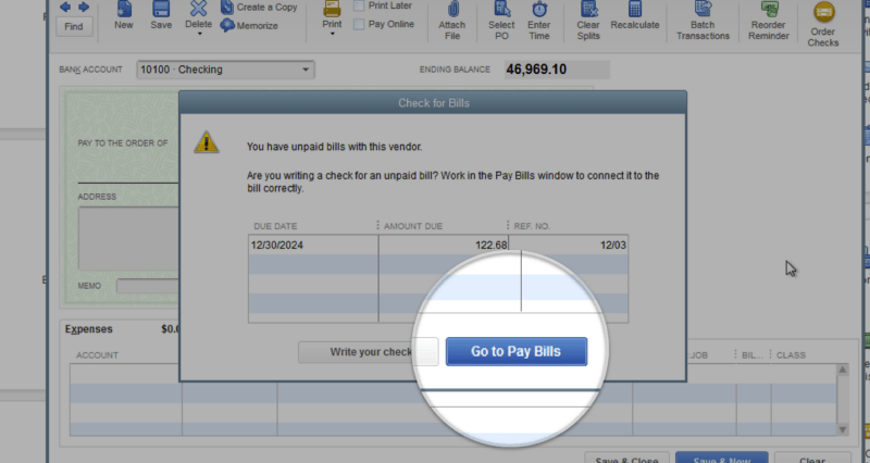 Create a Bill Payment When Using the Write Check - New Features in QuickBooks