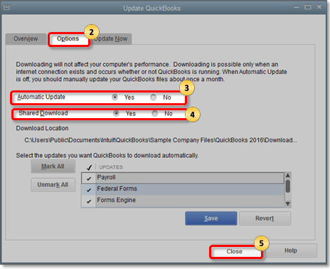 Disable automatic updates in QuickBooks 