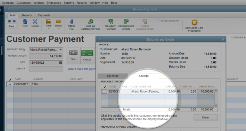 Transfer Credit Between Jobs of the Same Customer - New Features in QuickBooks