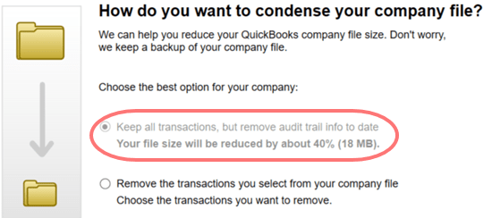 Condense the QuickBooks Company file - Screenshot
