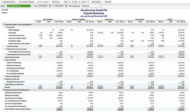 Payroll reports in QuickBooks - Screenshot