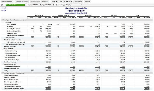 Payroll reports in QuickBooks - Screenshot